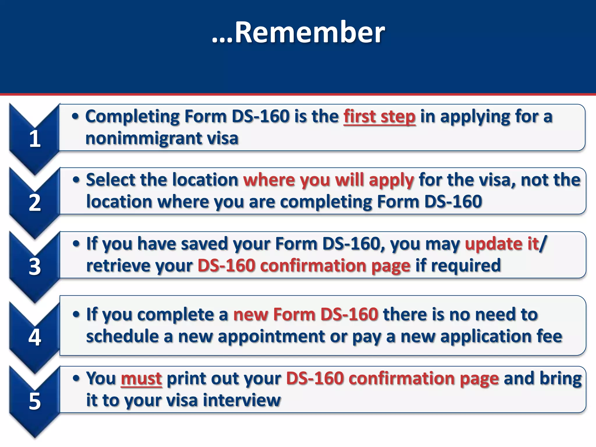 U.S. Nonimmigrant Visas: Completing Form DS-160 | PPTX