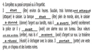 était ont attaqué
était
a donné a averti
avait
ont été arrêtés avaient
a réussi portait
 