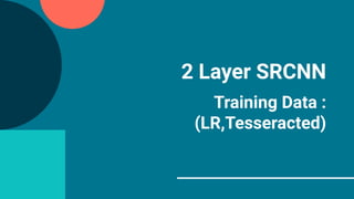 2 Layer SRCNN
Training Data :
(LR,Tesseracted)
 