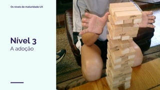 Os níveis de maturidade UX
Nível 3
A adoção
 