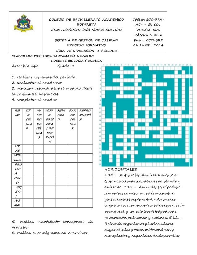 Nivelaciones 9 Biologia