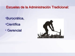 Escuelas de la Administración Tradicional: Burocrática,  Científica  Gerencial 