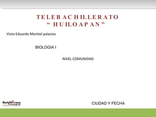 TELEBACHILLERATO “HUILOAPAN” Victo Eduardo Montiel palacios  BIOLOGIA I CIUDAD Y FECHA NIVEL COMUNIDAD 