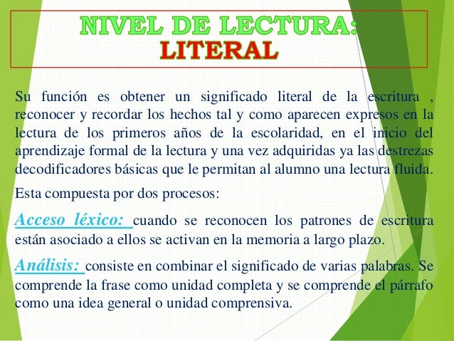 Nivel de lectura literal