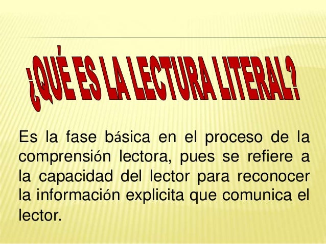 Nivel de lectura literal (zully)