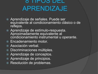 PROCESOS DEL APRENDIZAJEA la luz de esta teoría, el aprendizaje se define como un cambio en la capacidad o disposición humana, relativamente duradero y además no puede ser explicado por procesos de maduración. Este cambio es conductual, lo que permite inferir que se logra sólo a través del aprendizaje. Encontramos también alteraciones de disposición, que tienen implicancias con respecto de los cambios conductuales, pero de manera diferente.2Co.5:17