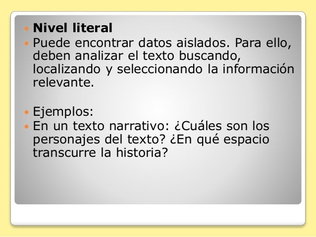 Niveles de compresión lectora