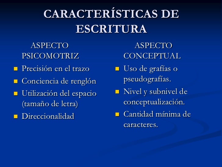 Resultado de imagen para Características de la escritura nivel inicial