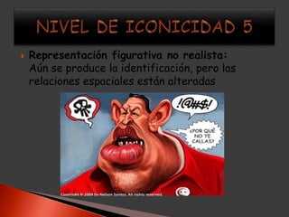    Representación figurativa no realista:
    Aún se produce la identificación, pero las
    relaciones espaciales están alteradas
 