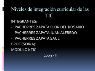 Niveles de integración curricular de las TIC: INTEGRANTES: ,[object Object]