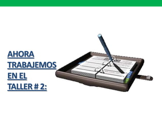 AHORA
TRABAJEMOS
EN EL
TALLER # 2:
 