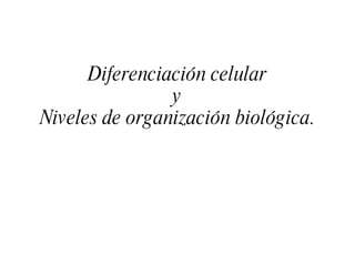 Diferenciación celular y Niveles de organización biológica. 