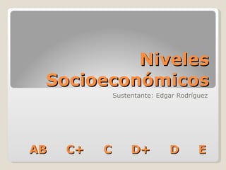 Niveles Socioeconómicos Sustentante: Edgar Rodríguez AB  C+  C  D+  D  E 