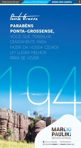DIÁRIO DOS CAMPOSPonta Grossa 194 anos Cidade em Transformação 7
 