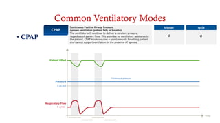 Common Ventilatory Modes
• CPAP
• S (Sponteous)
• S/T (Sponteous-Timed )
• PAC (Pressure Assist Control)
• T (Timed)
 