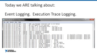 Today we ARE talking about:
Event Logging. Execution Trace Logging.
 