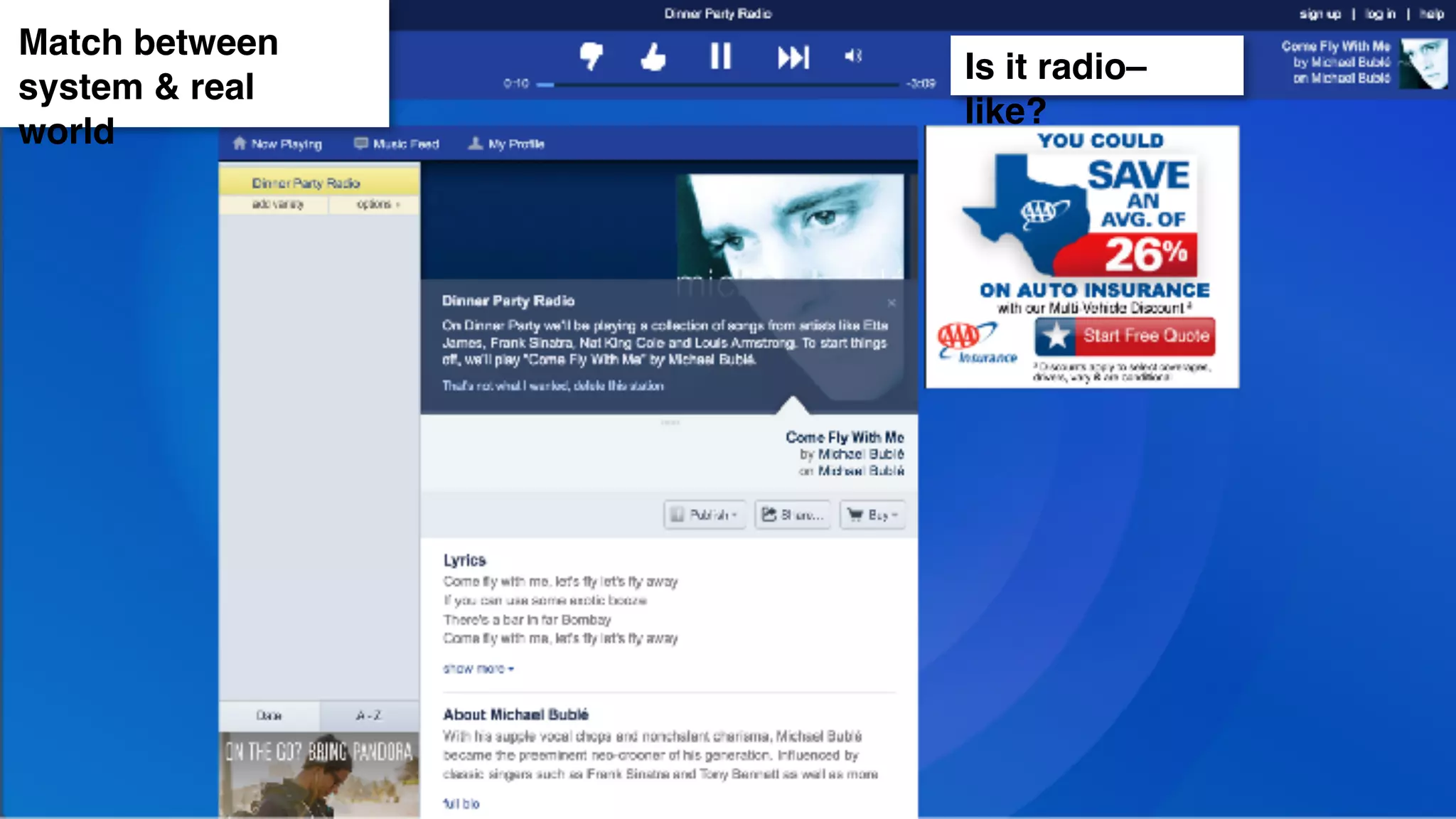 Match between
system & real
world
Is it radio–
like?
 