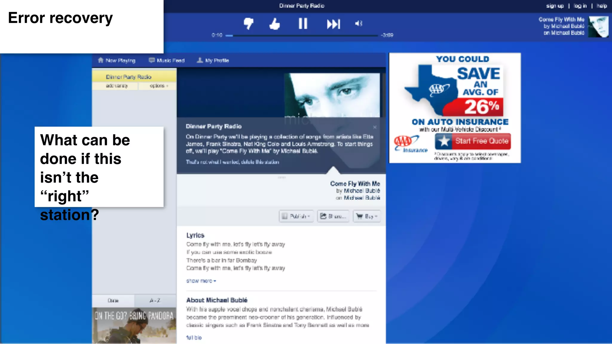Error recovery
What can be
done if this
isn’t the
“right”
station?
 