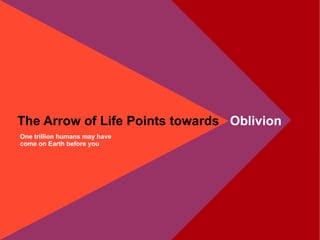 One trillion humans may have come on Earth before you The Arrow of Life Points towards  Oblivion 