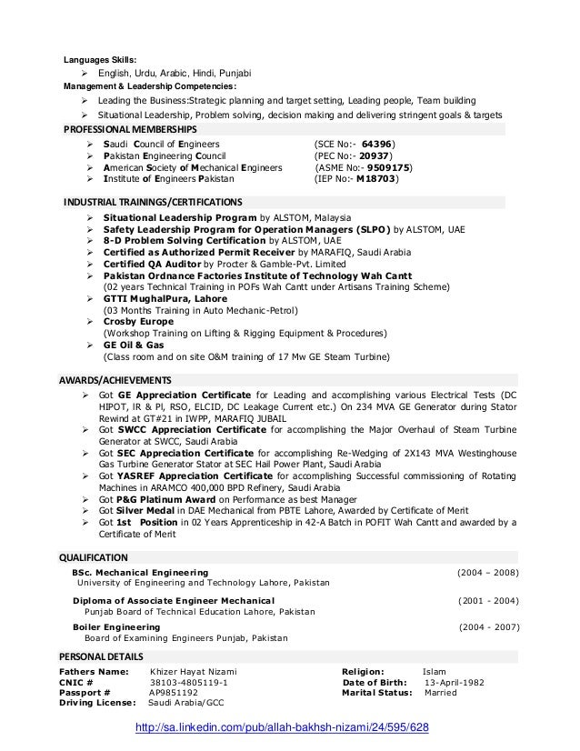 nizami cv form for cv