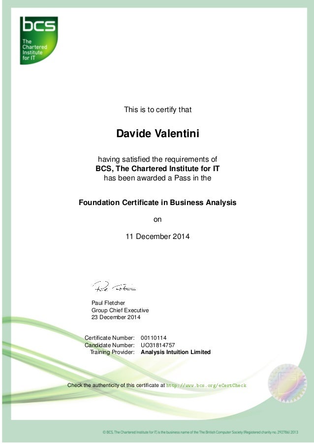 Foundation Certificate in Business Analysis