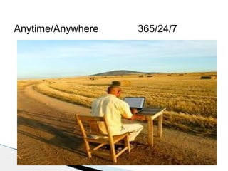 Anytime/Anywhere

365/24/7

 