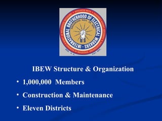 IBEW Structure & Organization 1,000,000  Members Construction & Maintenance Eleven Districts 