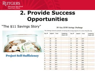 2. Provide Success
Opportunities
“The $11 Savings Story”
 
