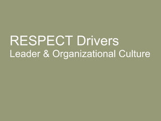 RESPECT Drivers  Leader & Organizational Culture 