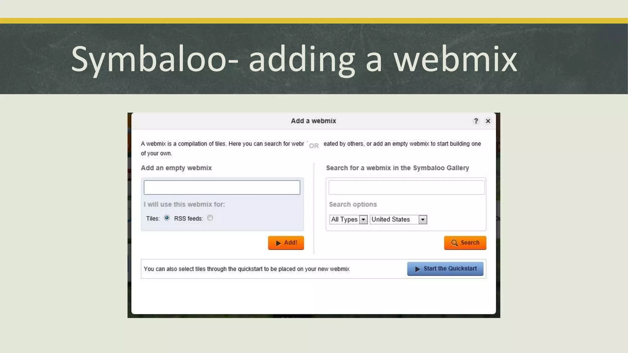 Symbaloo- adding a webmix

 
