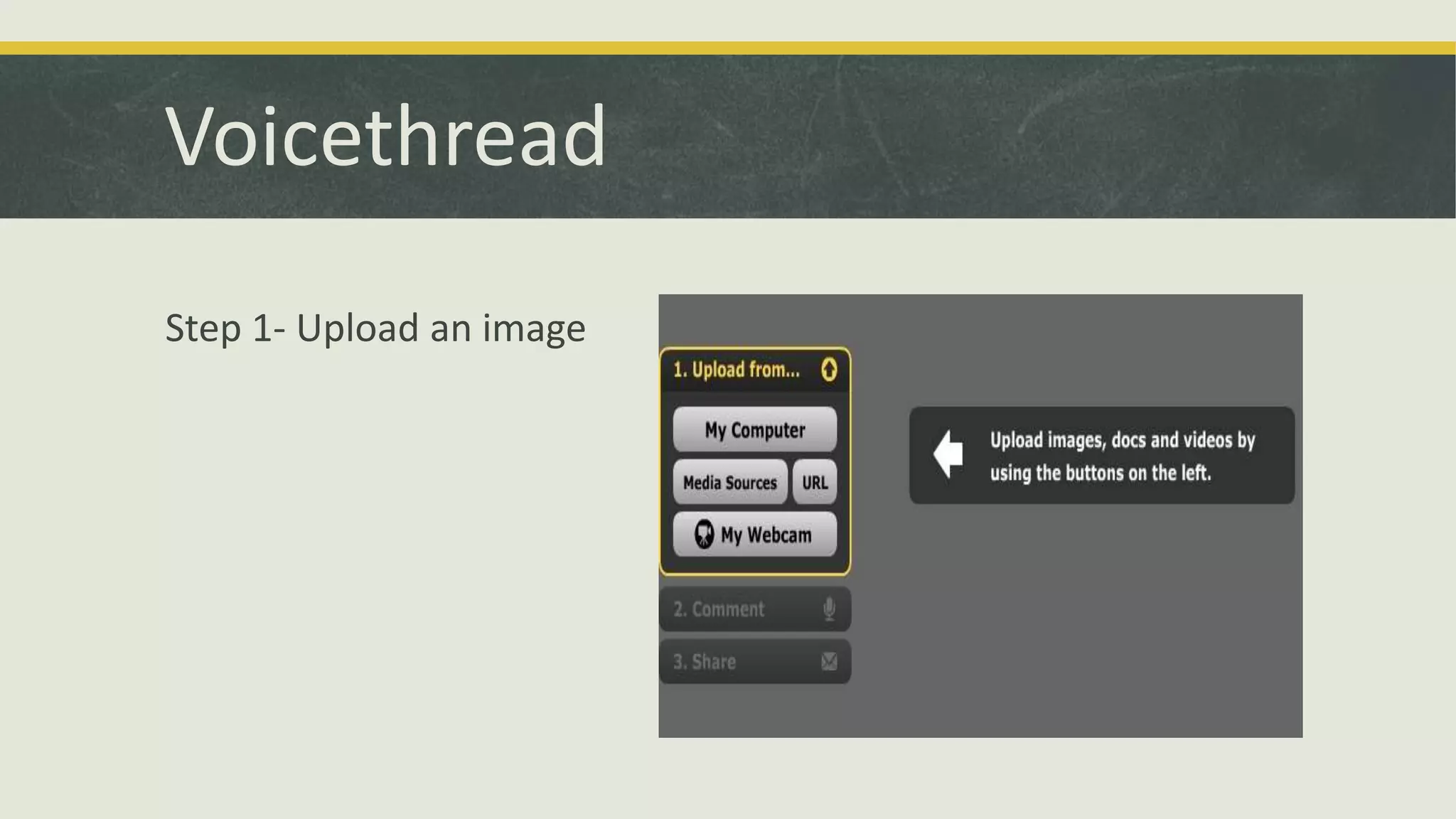 Voicethread
Step 1- Upload an image

 