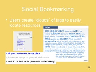 Social Bookmarking Users create “clouds” of tags to easily locate resources 