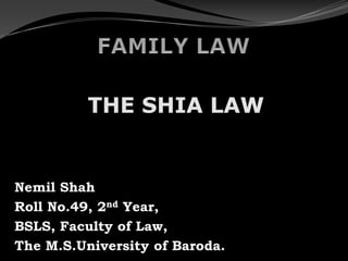 Nemil Shah
Roll No.49, 2nd Year,
BSLS, Faculty of Law,
The M.S.University of Baroda.
 