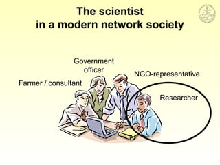 Researcher
NGO-representative
Government
officer
Farmer / consultant
The scientist
in a modern network society
 