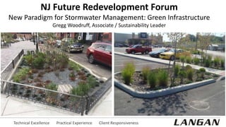Technical Excellence Practical Experience Client Responsiveness
NJ Future Redevelopment Forum
New Paradigm for Stormwater Management: Green Infrastructure
Gregg Woodruff, Associate / Sustainability Leader
 