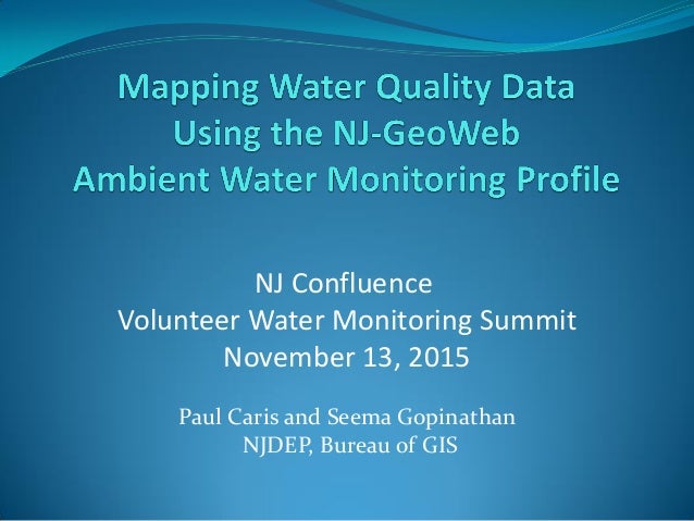mapping water quality data using the nj geoweb nj geoweb