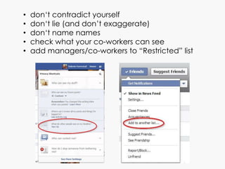 Should You Friend Your Supervisor on Facebook? (NJLA2013)