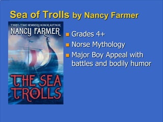 • Historical Fiction
   – The FitzOsbornes in Exile, the Montmaray Journals,
     Book II by Michelle Cooper. Knopf Books for Young
     Readers. 2011 (Teen)
   – Code Name Verity by Elizabeth Wein. Hyperion. 2012
     (Teen)
• Teen Spies
   – Out of Sight, Out of Time by Ally Carter. Disney
     Hyperion Books. 2012 (Teen)
• Becoming an artist
   – Radiant Days by Elizabeth Hand. Viking. 2012 (Teen)
 