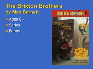 Michael Townsend's Amazing Greek
Myths of Wonder and Blunders by Michael
                 Townsend

             •   Graphic Novel Format
             •   Funny
             •   Action Packed
             •   Also try the Myth-o-Mania
                 series by Kate McMullan
 