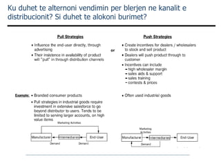Ku duhet te alternoni vendimin per blerjen ne kanalit e distribucionit?  Si duhet te alokoni burimet ? 