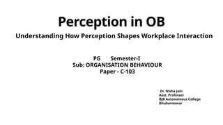 U- 2 PERCEPTION IN ORGANIZATIONAL BEHAVIOUR | PPTX
