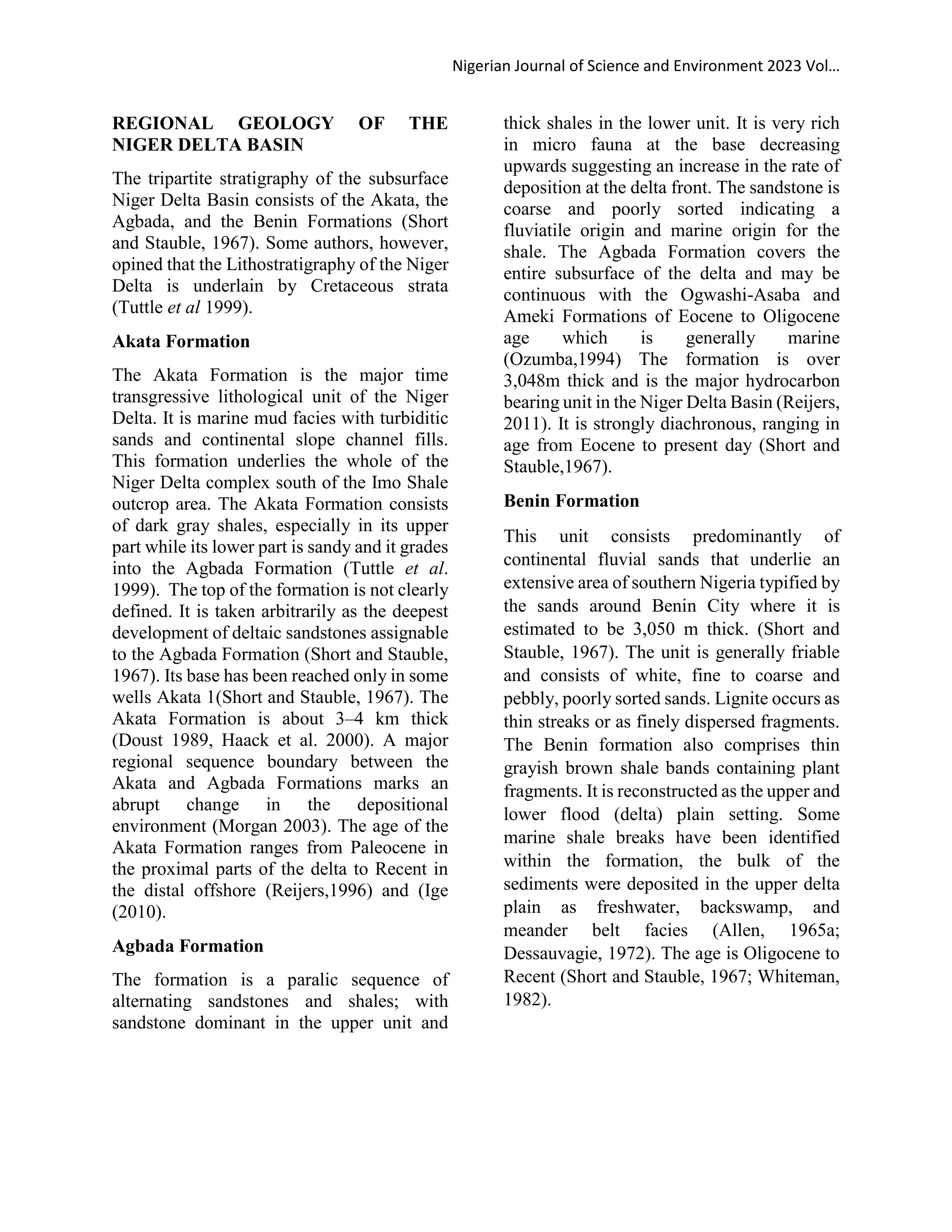 paleoenvironmental reconstruction of the cental swamp depobelt niger ...