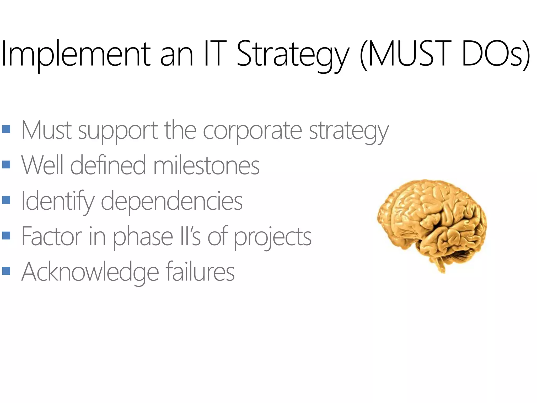 Implement an IT Strategy (MUST DOs)






 