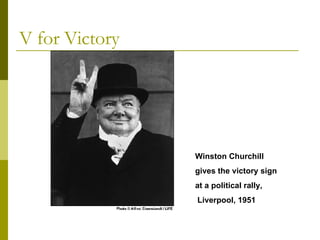 V for Victory Winston Churchill  gives the victory sign  at a political rally, Liverpool, 1951   