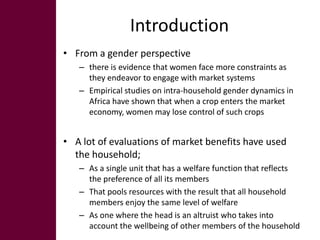 Impacts of commercialization of crop and livestock products on women’s decision making and income management in Uganda and Malawi