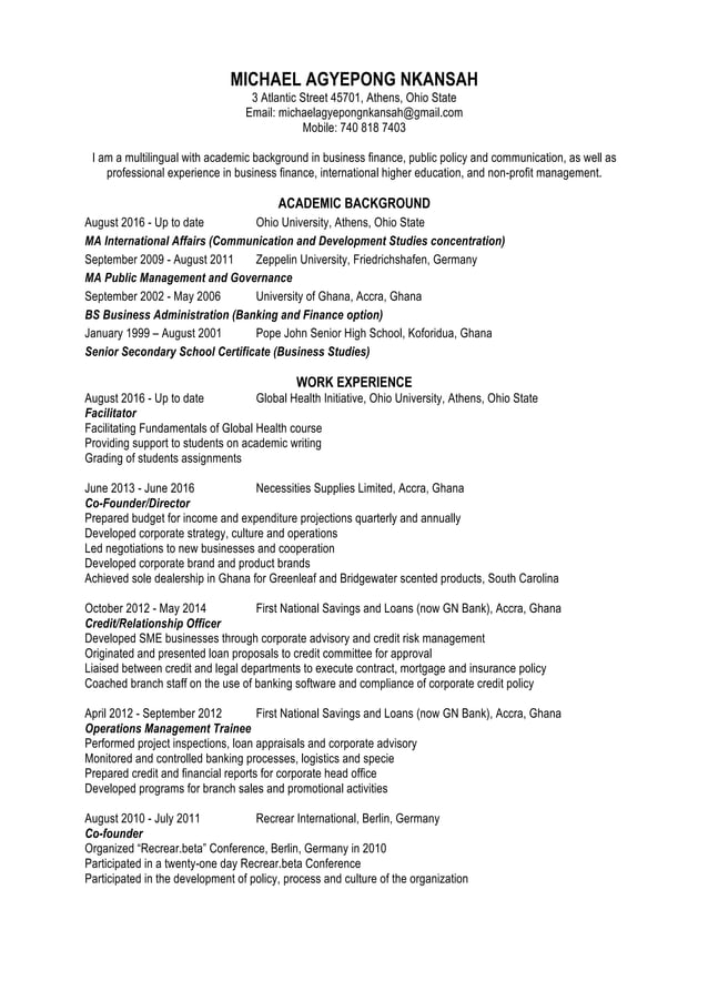 Nkansah m a resume general 2017 - Nkansah M A Resume General 2017 1 638