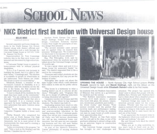 12,2003




   N         C Districtirstin nation
                      f
                  KELLIE HOUX
                                   withUniversal
                                               Design
                                                    house
                                                      Another North Kansas City junior,
                ASSISTANTEDITOR                   Mandi Eddings, helped with interior
                                                  design. Consumer         Sciences     teacher
       Several carpentry and home design stu- Connie Neal taught the principles of inte-
   dents in the North Kansas City School rior design first semester.
   District along with district officials and         "The second semester came around
   other dignitaries took a walk through the and we applied what we learned fIrst
   Universal Design house at 116 N.E. 113th semester," Eddings said. "'vVe        worked hard
   St., Kansas City-North.                        on this house to incorporate the universal
       Superintendent      Dr. Tom Cummings       design and make the house attractive."
   believes this is the fIrst such house con-         Rep. Phil Willoughby, D-33, said he
   structed and decorated by high school stu- remembered when the students and staff
   dents.                                         talked about the Universal Design concept
       A Universal Design house is geared to 15 months ago.                                .
   home-owners with or without physical               "It was a great vision and now it is a
   disabilities.                                  dream house for someone's fanilly," he
       "It is a 3 to 5 percent cost increase in said. "The district responded fIrst to the a
   building the house, but it is called a 'life- need in the community.
   time' home," Cummings said. "The kitchen            "Someone said today's students are the
   is accessible to people in wheelchairs as leaders of tomorrow, but I say you are the
   are bathrooms. Door fran1es are wider. leaders of today."                          .
   The house is more accommodating."                   Willoughby also spoke out about the
       Elizabeth Reinert, a member of the state budget crisis which could eliminate               OPENINGTHE HOUSE- North Kansas City High School juniors Phillip
   Governor's Council on Disability, is in a $224 million in state aid for public educa-          Russell, second to right, and Mandi Eddings, right, cut the ribbon on the
   wheelchair. After the students cut the rib- tion.
                                                       "This house is a testimony to what a
                                                                                                  Universal Design house while Elizabeth Reinert waits to be first inside.
   bon to the house, she first crossed the
   threshold without any problem.                 leading district can do to educate all stu-     his students with the Builders Association      struction. The project has opened stu-
       "I want to thank all the students for the dents," Willoughby said. "Progran1s like         of Missouri that serves as a go-between         dents' eyes to issues that people with dis-
   mark they have made on the community,"          this are in danger of suffering reductions     for students and the unions.                    abilities face, Sweany said. Students have
   she said. "You are uniting the community        or being elin1inated all together."                "The Builders Association represents        had to think about what a disabled person
   through a user-friendly house that sets a           Carpentry teacher Art Sweany said this     between 14-15 trade unions - glaziers           goes through to perform simple tasks.
   new standard. It is a common sense              is his 19th house where he has managed         who work with glass, tile setters, carpen-          Universal Design also made the con-
    approach for home building and this dis- students. The district has built 21.                 ters, electricians, plumbers and roofers -      struction process easier for the young
   trict epitomizes that San1e COllU110nense
                                           s           Graduating seniors have much to cele-      the whole works," said Sweany. "Four            workers. 'v'heeler said that not having
    approach."                                     brate. In addition to the house's comple-      seniors recently took the pretest that          stairs to contend vith on the project made
        The North Kansas City Schools              tion, most are set to begin apprenticeships    involves math and performance testing.          it easier to bring in wide loads, especially
    Carpentry Progran1 builds a house each and post-secondary               education in the      Depending on how well they do, students         when students had to carr} heavy tile in
    year.                                          building trades. Of the 11 students gradu-     can earn so many hours of credit toward         and out of the house.
        Phillip Russell, who completed his ating, four will go into construction-relat-           their apprenticeship time."                         "I can appreciate the lowered sinks in
   junior year at North Kansas City High ed crafts, two will become electricians,                     Kristen Wheeler, an Oak Park senior         the bathroom where you could sit to 'work
    School, said he has learned carpentry 1mc two will go into residential home con-             and the only girl in the class, is one of the   on hair and makeup," she said.
    dan1entals, but he is most proud "of the str11ction, one will open his own remodel-           graduates planning to attend college seek-          She and Sweany both liked the raised
    fundamentals the class used' in creating a ing business and two will seek further             ing an associate degree in construction         electrical outlets.
    house for anyone.                              education in construction management.          management.                                         "When you go to plug something in,
        "I plan on returning to the progran1," he      As part of the district's School-to-           The Universal Design concept home           you don't have to bend over as far,"
    said. "Take a look at the fireplace and the Career philosophy of moving students              has brought its own challenges and              Wheeler said. "Even ifvou're not disabled.
    kitchen, I handled the tih~wm-k "              "-~- -,       _u              ~
 