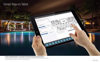 N.Kent - Project 3
Location-based Mobile Ordering - User interface for Hotel Staff for Poolside Ordering Application
By combining Geolocation and Machine Learning, RoamingAround developed a Hospitality Industry Application that allows Hotel’s to deliver
food and beverages to guests based on, time location and learned preferences.
 