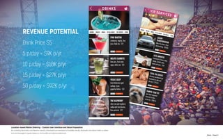 N.Kent - Project 3
Location-based Mobile Ordering - Custom User interface and Value Proposition
By combining Geolocation and Machine Learning, RoamingAround developed a Hospitality Industry Application that allows Hotel’s to deliver
food and beverages to guests based on, time location and learned preferences.
 