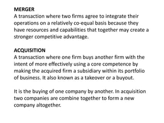 Mergers and Acquisition | PPTX